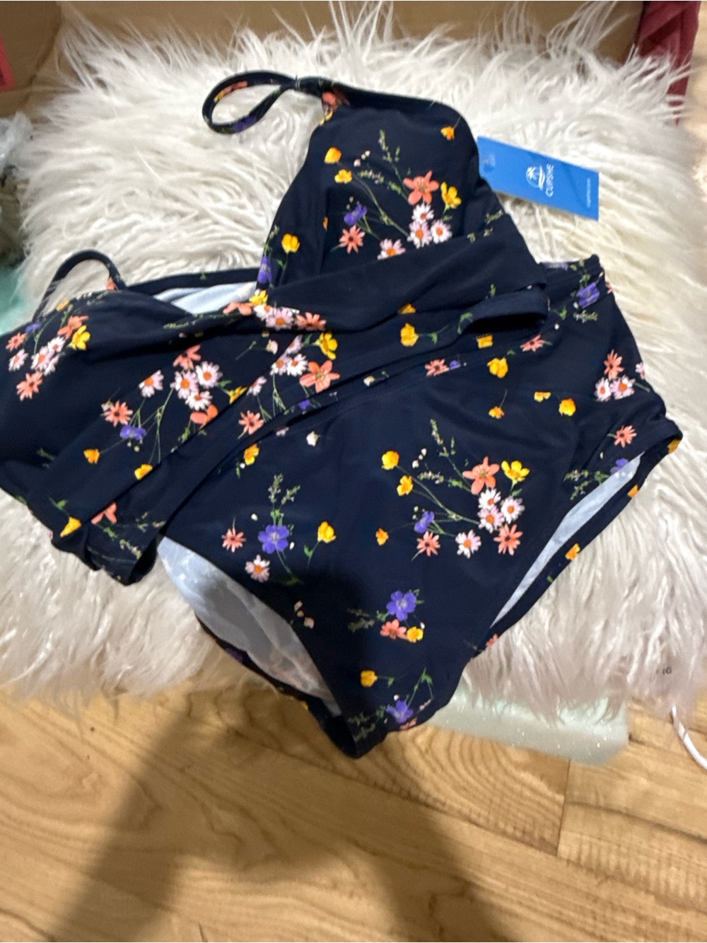Navy Floral Two-Piece Bikini Set